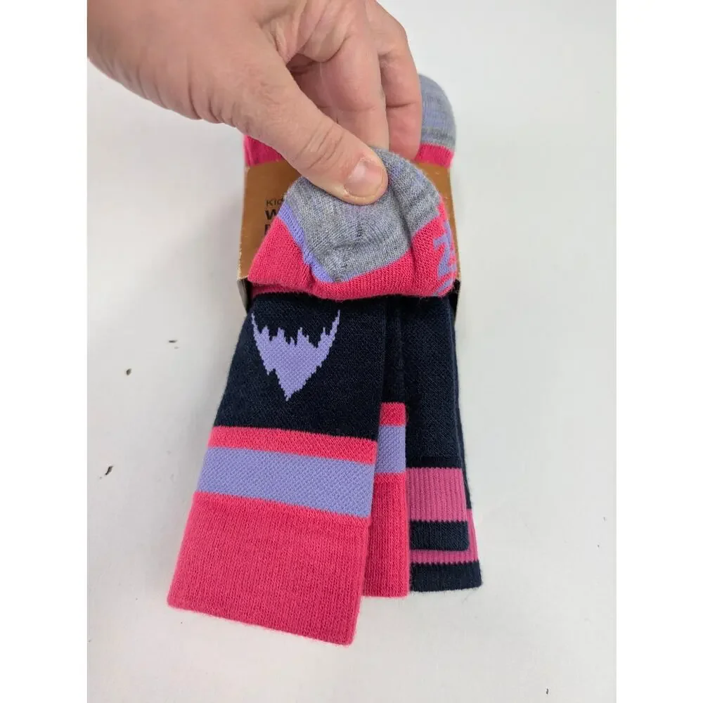 Burton Kids S/M Weekend Midweight 2-Pack Ski Socks - Pink/Navy